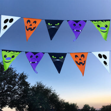 Halloween Pennant Banner - Large Plastic Flags on a Rope - New